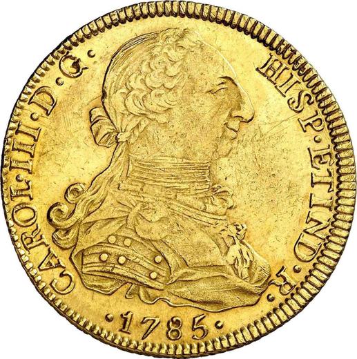 Аверс монеты - 8 эскудо 1785 года PTS PR - цена золотой монеты - Боливия, Карл III