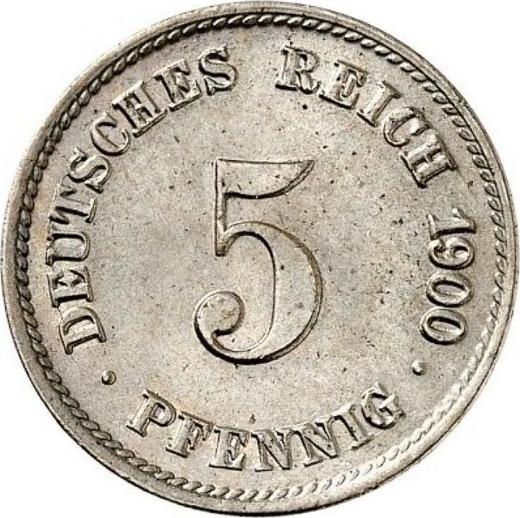 Аверс монеты - 5 пфеннигов 1900 года G "Тип 1890-1915" - цена  монеты - Германия, Германская Империя