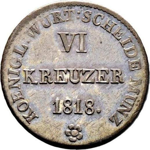 Реверс монеты - 6 крейцеров 1818 года - цена серебряной монеты - Вюртемберг, Вильгельм I