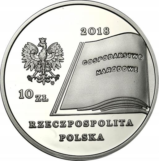 Аверс монеты - 10 злотых 2018 года "Фредерик Флориан Скарбек" - цена серебряной монеты - Польша, III Республика после деноминации