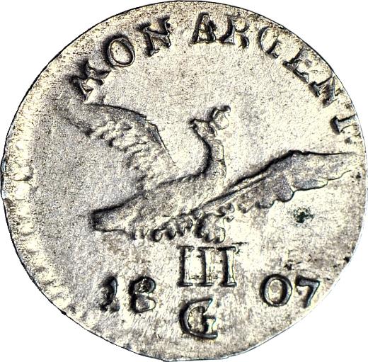 Rewers monety - 3 krajcary 1807 G "Śląsk" - cena srebrnej monety - Prusy, Fryderyk Wilhelm III