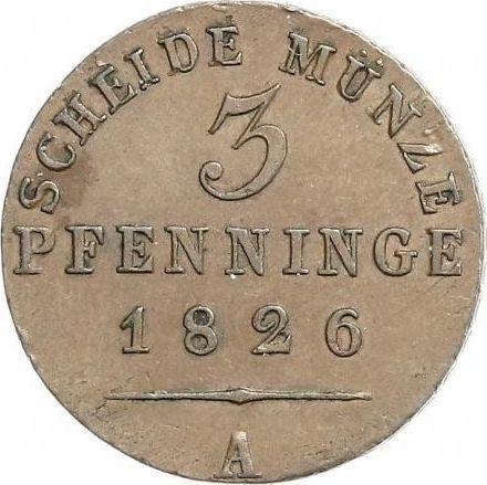 Реверс монеты - 3 пфеннига 1826 года A - цена  монеты - Пруссия, Фридрих Вильгельм III