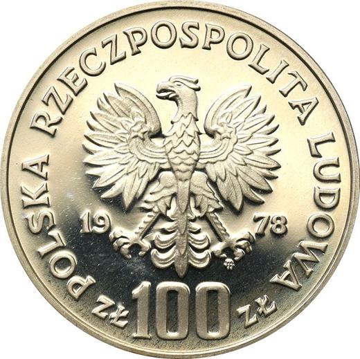 Аверс монеты - Пробные 100 злотых 1978 года MW "Голова Лося" Серебро - цена серебряной монеты - Польша, Народная Республика