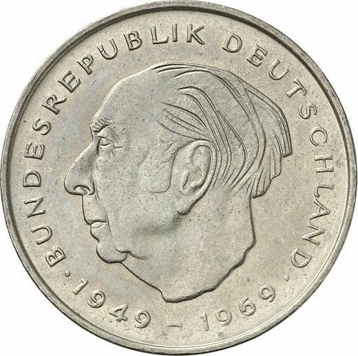 Аверс монеты - 2 марки 1971 года F "Теодор Хойс" - цена  монеты - Германия, ФРГ