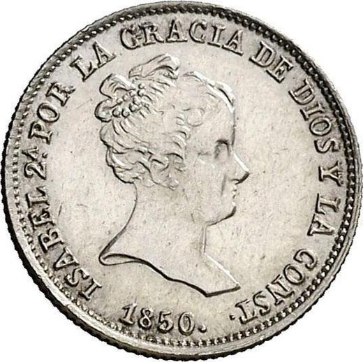 Аверс монеты - 1 реал 1850 года S RD - цена серебряной монеты - Испания, Изабелла II