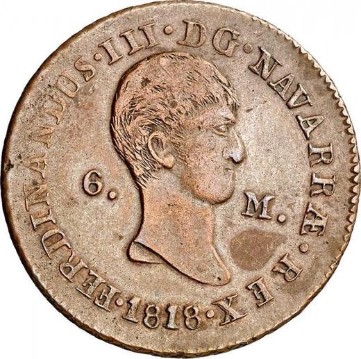 Аверс монеты - 6 мараведи 1818 года PP - цена  монеты - Испания, Фердинанд VII