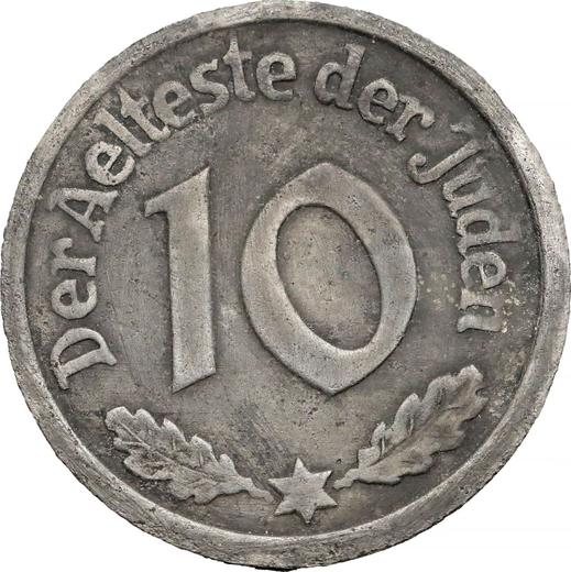 Реверс монеты - 10 пфеннигов 1942 года "Лодзинское гетто" Первый выпуск - цена  монеты - Польша, Немецкая оккупация