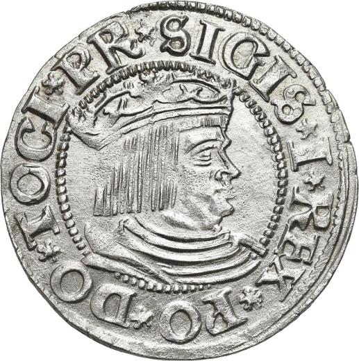 Аверс монеты - 1 грош 1532 года "Гданьск" - цена серебряной монеты - Польша, Сигизмунд I Старый