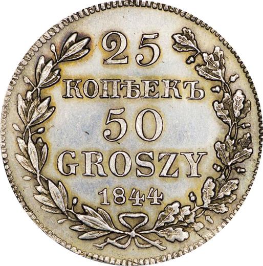 Reverso 25 kopeks - 50 groszy 1844 MW - valor de la moneda de plata - Polonia, Dominio Ruso