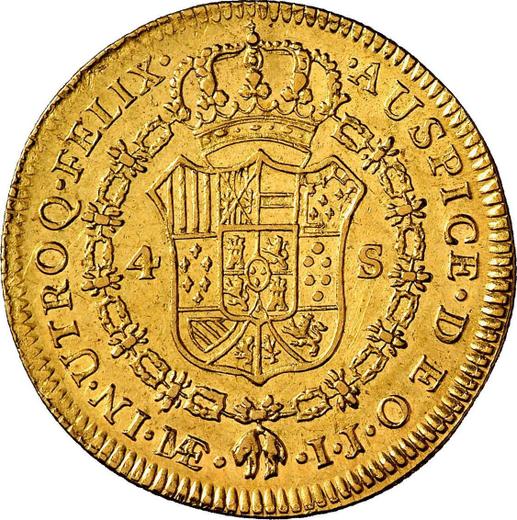 Reverse 4 Escudos 1789 IJ - Gold Coin Value - Peru, Charles III