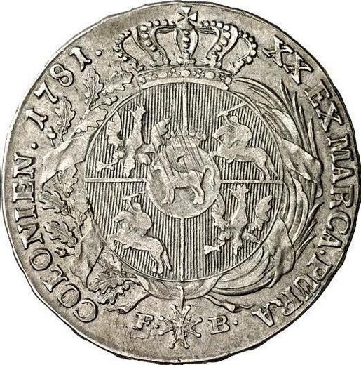 Реверс монеты - Полталера 1781 года EB "Лента в волосах" - цена серебряной монеты - Польша, Станислав II Август