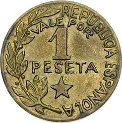 Anverso 1 peseta 1937 "Menorca" - valor de la moneda  - España, II República