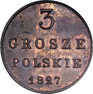 Reverso 3 groszy 1827 FH Reacuñación - valor de la moneda  - Polonia, Zarato de Polonia