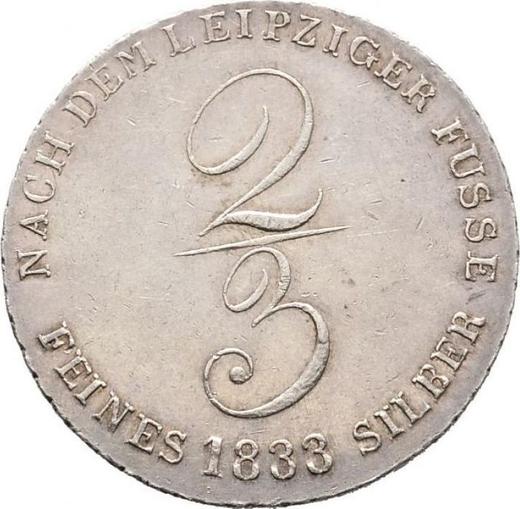 Reverso 2/3 táleros 1833 - valor de la moneda de plata - Hannover, Guillermo IV