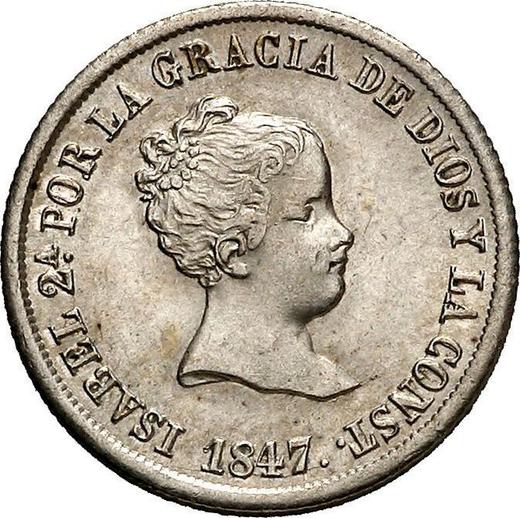 Avers 2 Reales 1847 M CL - Silbermünze Wert - Spanien, Isabella II