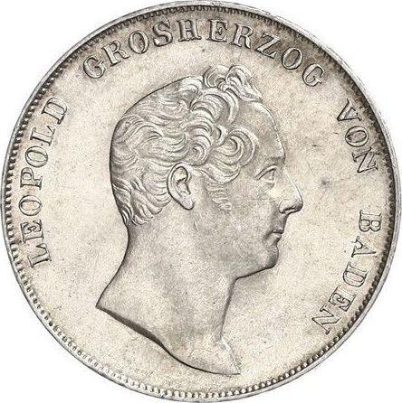 Аверс монеты - 1 гульден 1839 года - цена серебряной монеты - Баден, Леопольд