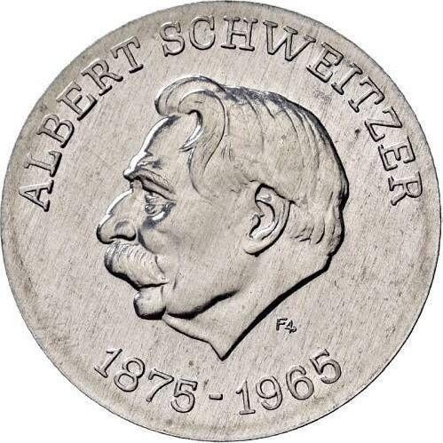 Аверс монеты - 10 марок 1975 года "Альберт Швейцер" Алюминий Односторонний оттиск - цена  монеты - Германия, ГДР