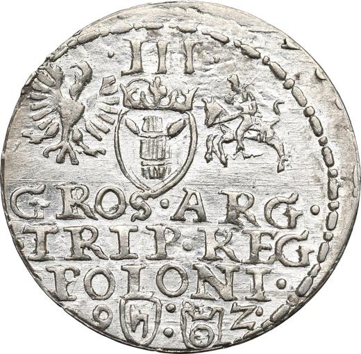 Реверс монеты - Трояк (3 гроша) 1592 года "Олькушский монетный двор" - цена серебряной монеты - Польша, Сигизмунд III Ваза