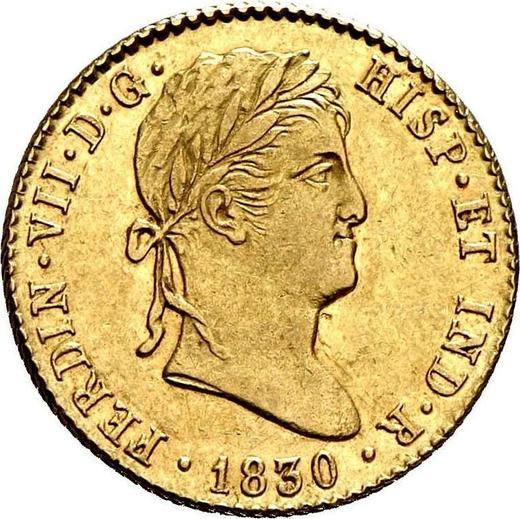 Awers monety - 2 escudo 1830 S JB - cena złotej monety - Hiszpania, Ferdynand VII