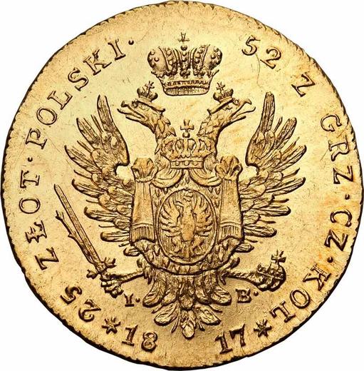 Rewers monety - 25 złotych 1817 IB "Duża głowa" - cena złotej monety - Polska, Królestwo Kongresowe
