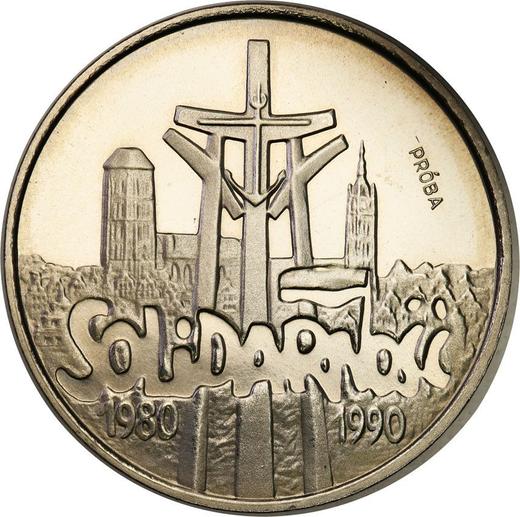 Reverso Pruebas 100000 eslotis 1990 MW "10 aniversario de la fundación de Solidaridad" - valor de la moneda  - Polonia, República moderna