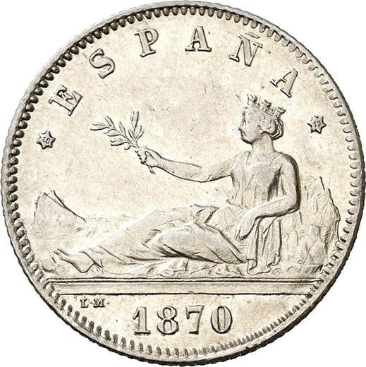 Anverso 1 peseta 1870 DEM - valor de la moneda de plata - España, Gobierno Provisional