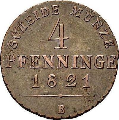 Реверс монеты - 4 пфеннига 1821 года B - цена  монеты - Пруссия, Фридрих Вильгельм III