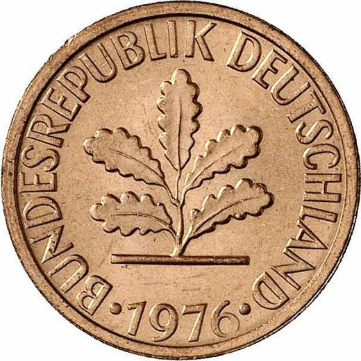 Reverso 1 Pfennig 1976 G - valor de la moneda  - Alemania, RFA