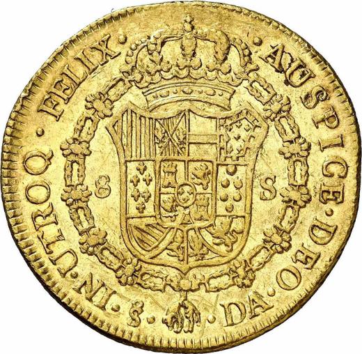 Revers 8 Escudos 1784 So DA - Goldmünze Wert - Chile, Karl III