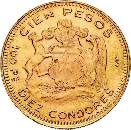Реверс монеты - 100 песо 1946 года So - цена золотой монеты - Чили, Республика
