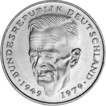 Аверс монеты - 2 марки 1979 года D "Курт Шумахер" - цена  монеты - Германия, ФРГ