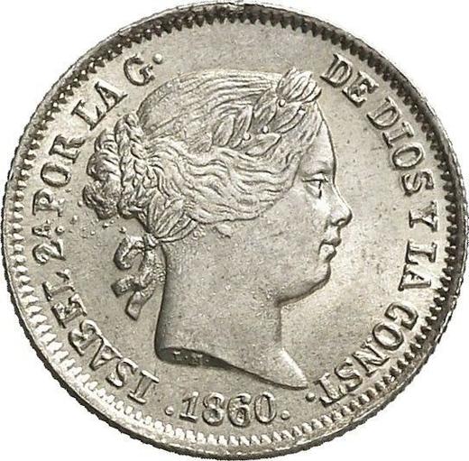 Anverso 1 real 1860 Estrellas de siete puntas - valor de la moneda de plata - España, Isabel II