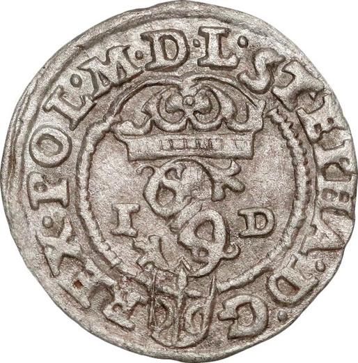 Anverso Szeląg 1586 ID Corona cerrada - valor de la moneda de plata - Polonia, Esteban I Báthory
