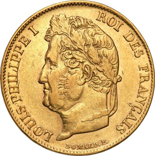 Аверс монеты - 20 франков 1839 года A "Тип 1832-1848" Париж - цена золотой монеты - Франция, Луи-Филипп I