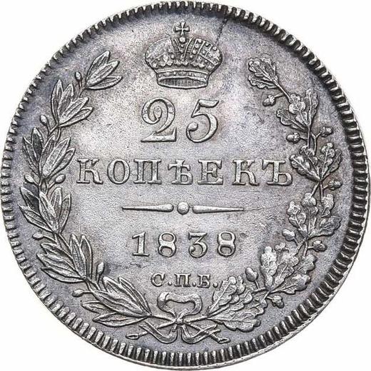 Reverso 25 kopeks 1838 СПБ НГ "Águila 1832-1837" - valor de la moneda de plata - Rusia, Nicolás I