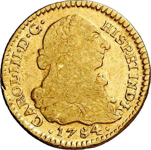 Аверс монеты - 1 эскудо 1784 года P SF - цена золотой монеты - Колумбия, Карл III