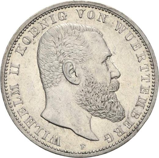 Аверс монеты - 5 марок 1902 года F "Вюртемберг" - цена серебряной монеты - Германия, Германская Империя