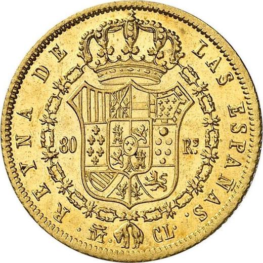 Rewers monety - 80 réales 1838 M CL - cena złotej monety - Hiszpania, Izabela II