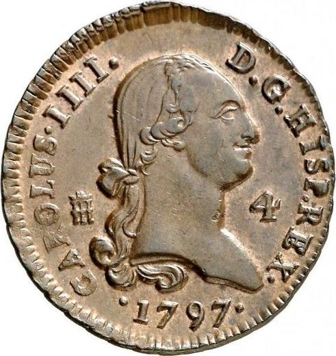 Anverso 4 maravedíes 1797 - valor de la moneda  - España, Carlos IV