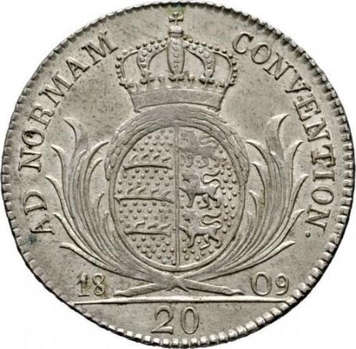 Rewers monety - 20 krajcarow 1809 I.L.W. - cena srebrnej monety - Wirtembergia, Fryderyk I