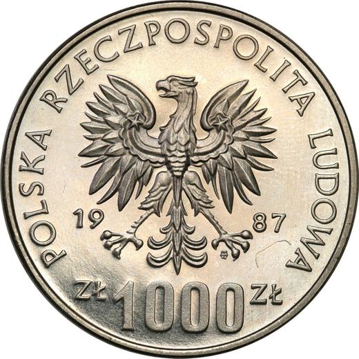 Аверс монеты - Пробные 1000 злотых 1987 года MW "Силезский музей в Катовице" Никель - цена  монеты - Польша, Народная Республика