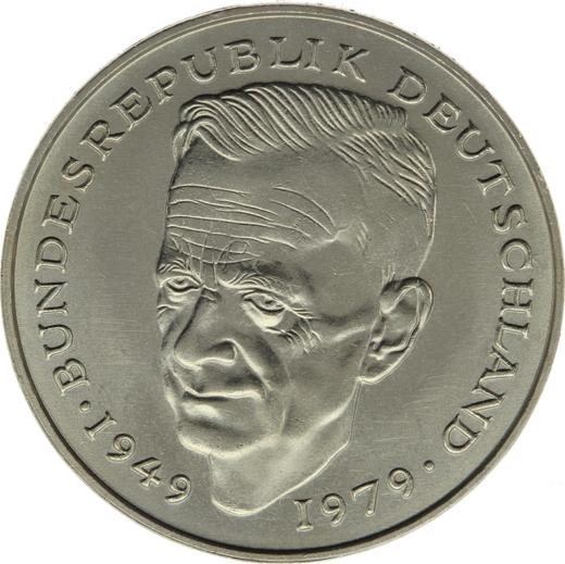 Аверс монеты - 2 марки 1979 года G "Курт Шумахер" - цена  монеты - Германия, ФРГ
