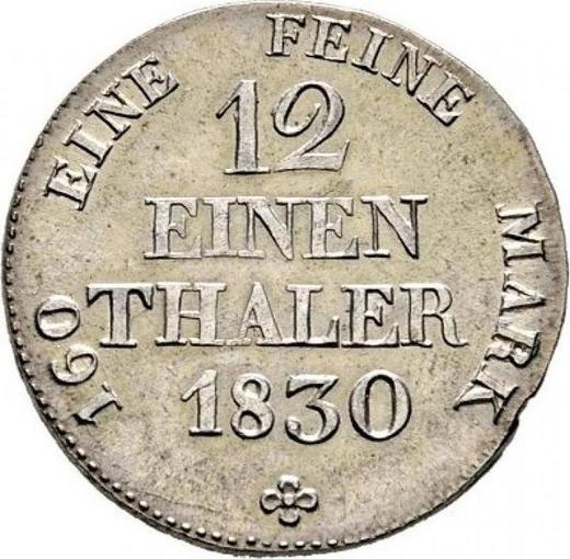 Rewers monety - 1/12 Thaler 1830 S - cena srebrnej monety - Saksonia-Albertyna, Antoni