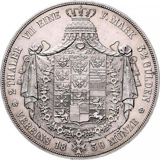 Reverso 2 táleros 1839 A - valor de la moneda de plata - Prusia, Federico Guillermo III