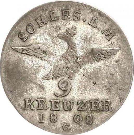 Реверс монеты - 9 крейцеров 1808 года G "Силезия" - цена серебряной монеты - Пруссия, Фридрих Вильгельм III