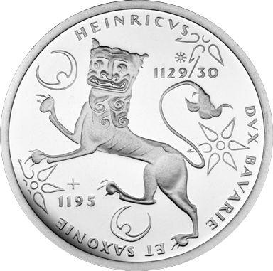Аверс монеты - 10 марок 1995 года F "Генрих Лев" - цена серебряной монеты - Германия, ФРГ