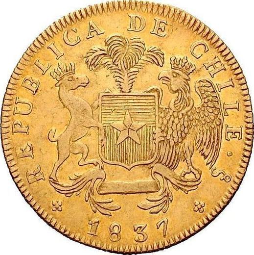 Аверс монеты - 8 эскудо 1837 года So IJ - цена золотой монеты - Чили, Республика
