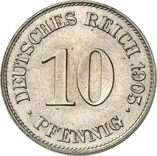 Аверс монеты - 10 пфеннигов 1905 года E "Тип 1890-1916" - цена  монеты - Германия, Германская Империя