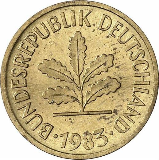 Reverso 5 Pfennige 1983 G - valor de la moneda  - Alemania, RFA