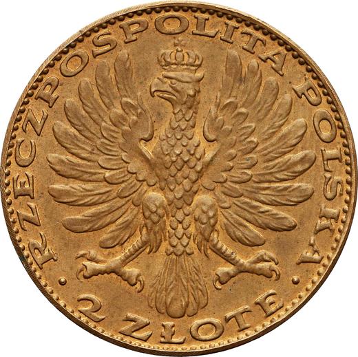 Аверс монеты - Пробные 2 злотых 1928 года "Ченстоховская икона Божией Матери" Бронза - цена  монеты - Польша, II Республика